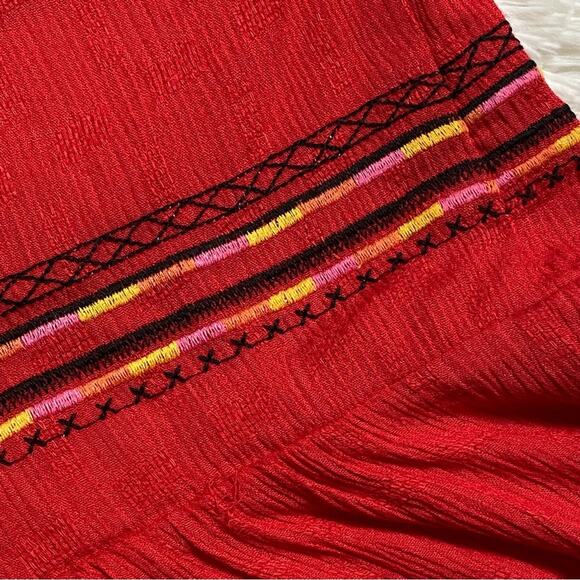 MISS ME • Red Embroidered Ruffle V-Neck Tank Top - Picture 8 of 8
